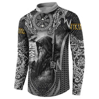 Odin and Viking Warrior Norse Mythology Button Sweatshirt Realistic Black and Grey Tattoo Style