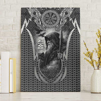 Odin and Viking Warrior Norse Mythology Canvas Wall Art Realistic Black and Grey Tattoo Style