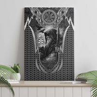 Odin and Viking Warrior Norse Mythology Canvas Wall Art Realistic Black and Grey Tattoo Style