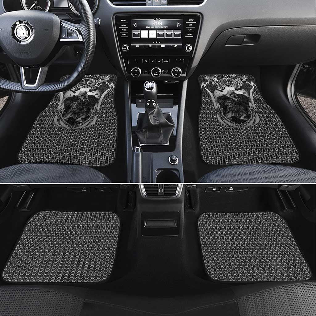 Odin and Viking Warrior Norse Mythology Car Mats Realistic Black and Grey Tattoo Style