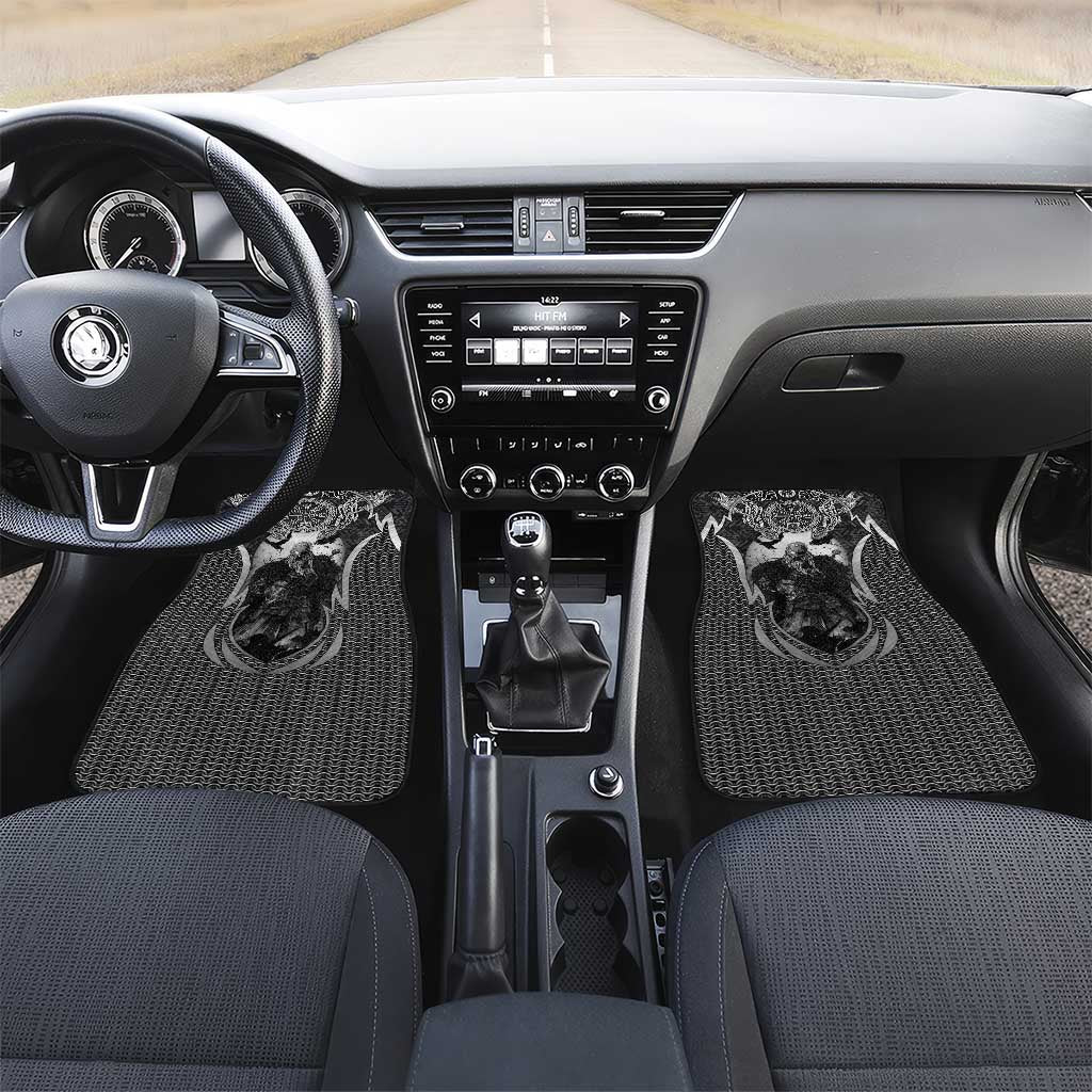Odin and Viking Warrior Norse Mythology Car Mats Realistic Black and Grey Tattoo Style