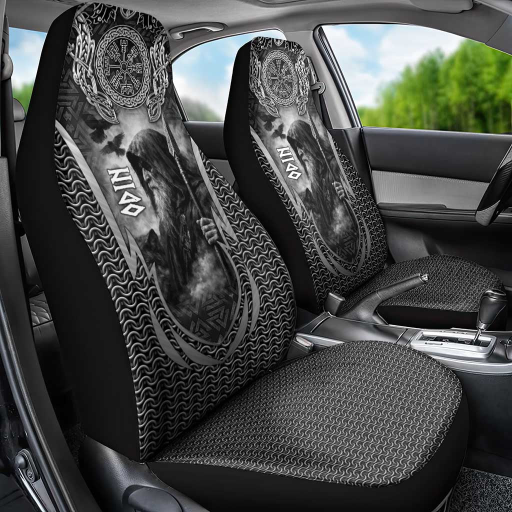 Odin and Viking Warrior Norse Mythology Car Seat Cover Realistic Black and Grey Tattoo Style