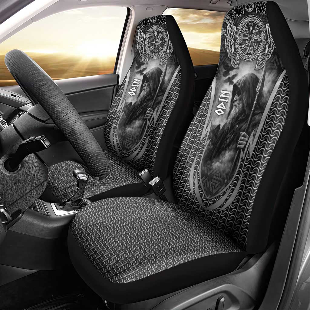 Odin and Viking Warrior Norse Mythology Car Seat Cover Realistic Black and Grey Tattoo Style