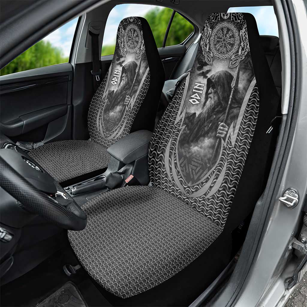 Odin and Viking Warrior Norse Mythology Car Seat Cover Realistic Black and Grey Tattoo Style