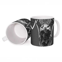 Odin and Viking Warrior Norse Mythology Ceramic Mug Realistic Black and Grey Tattoo Style