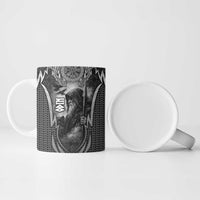 Odin and Viking Warrior Norse Mythology Ceramic Mug Realistic Black and Grey Tattoo Style