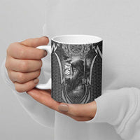 Odin and Viking Warrior Norse Mythology Ceramic Mug Realistic Black and Grey Tattoo Style