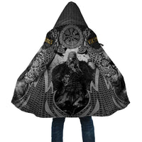 Odin and Viking Warrior Norse Mythology Cloak Realistic Black and Grey Tattoo Style