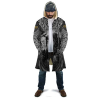 Odin and Viking Warrior Norse Mythology Cloak Realistic Black and Grey Tattoo Style