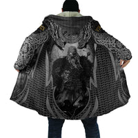 Odin and Viking Warrior Norse Mythology Cloak Realistic Black and Grey Tattoo Style