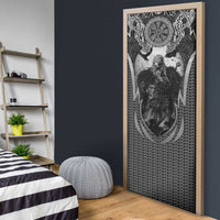 Odin and Viking Warrior Norse Mythology Door Cover Realistic Black and Grey Tattoo Style