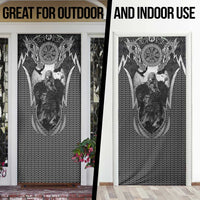 Odin and Viking Warrior Norse Mythology Door Cover Realistic Black and Grey Tattoo Style