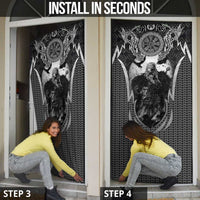 Odin and Viking Warrior Norse Mythology Door Cover Realistic Black and Grey Tattoo Style