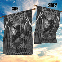Odin and Viking Warrior Norse Mythology Garden Flag Realistic Black and Grey Tattoo Style