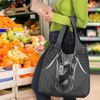 Odin and Viking Warrior Norse Mythology Grocery Bag Realistic Black and Grey Tattoo Style