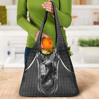 Odin and Viking Warrior Norse Mythology Grocery Bag Realistic Black and Grey Tattoo Style