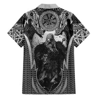 Odin and Viking Warrior Norse Mythology Hawaiian Shirt Realistic Black and Grey Tattoo Style