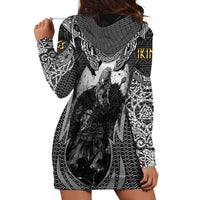 Odin and Viking Warrior Norse Mythology Hoodie Dress Realistic Black and Grey Tattoo Style