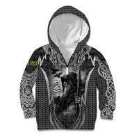 Odin and Viking Warrior Norse Mythology Kid Hoodie Realistic Black and Grey Tattoo Style