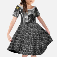 Odin and Viking Warrior Norse Mythology Kid Short Sleeve Dress Realistic Black and Grey Tattoo Style