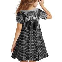 Odin and Viking Warrior Norse Mythology Kid Short Sleeve Dress Realistic Black and Grey Tattoo Style