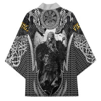Odin and Viking Warrior Norse Mythology Kimono Realistic Black and Grey Tattoo Style