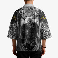 Odin and Viking Warrior Norse Mythology Kimono Realistic Black and Grey Tattoo Style