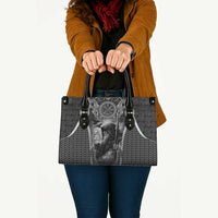 Odin and Viking Warrior Norse Mythology Leather Bag Realistic Black and Grey Tattoo Style