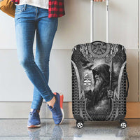 Odin and Viking Warrior Norse Mythology Luggage Cover Realistic Black and Grey Tattoo Style