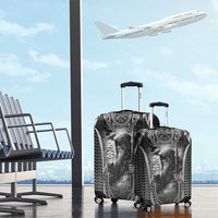 Odin and Viking Warrior Norse Mythology Luggage Cover Realistic Black and Grey Tattoo Style