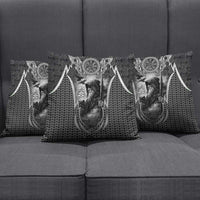 Odin and Viking Warrior Norse Mythology Pillow Cover Realistic Black and Grey Tattoo Style