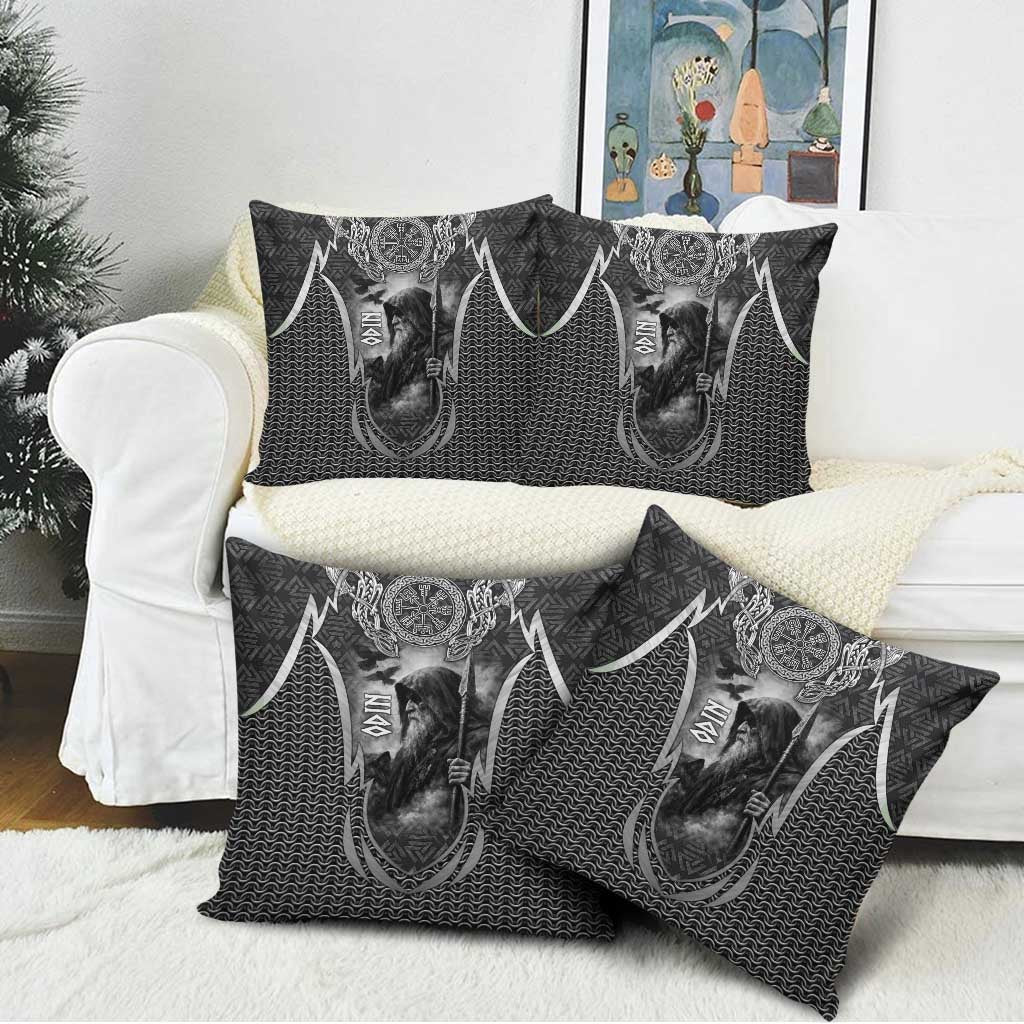 Odin and Viking Warrior Norse Mythology Pillow Cover Realistic Black and Grey Tattoo Style