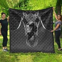 Odin and Viking Warrior Norse Mythology Quilt Realistic Black and Grey Tattoo Style