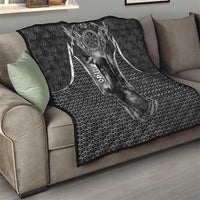 Odin and Viking Warrior Norse Mythology Quilt Realistic Black and Grey Tattoo Style