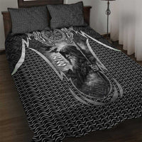 Odin and Viking Warrior Norse Mythology Quilt Bed Set Realistic Black and Grey Tattoo Style