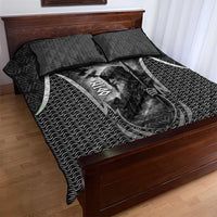 Odin and Viking Warrior Norse Mythology Quilt Bed Set Realistic Black and Grey Tattoo Style