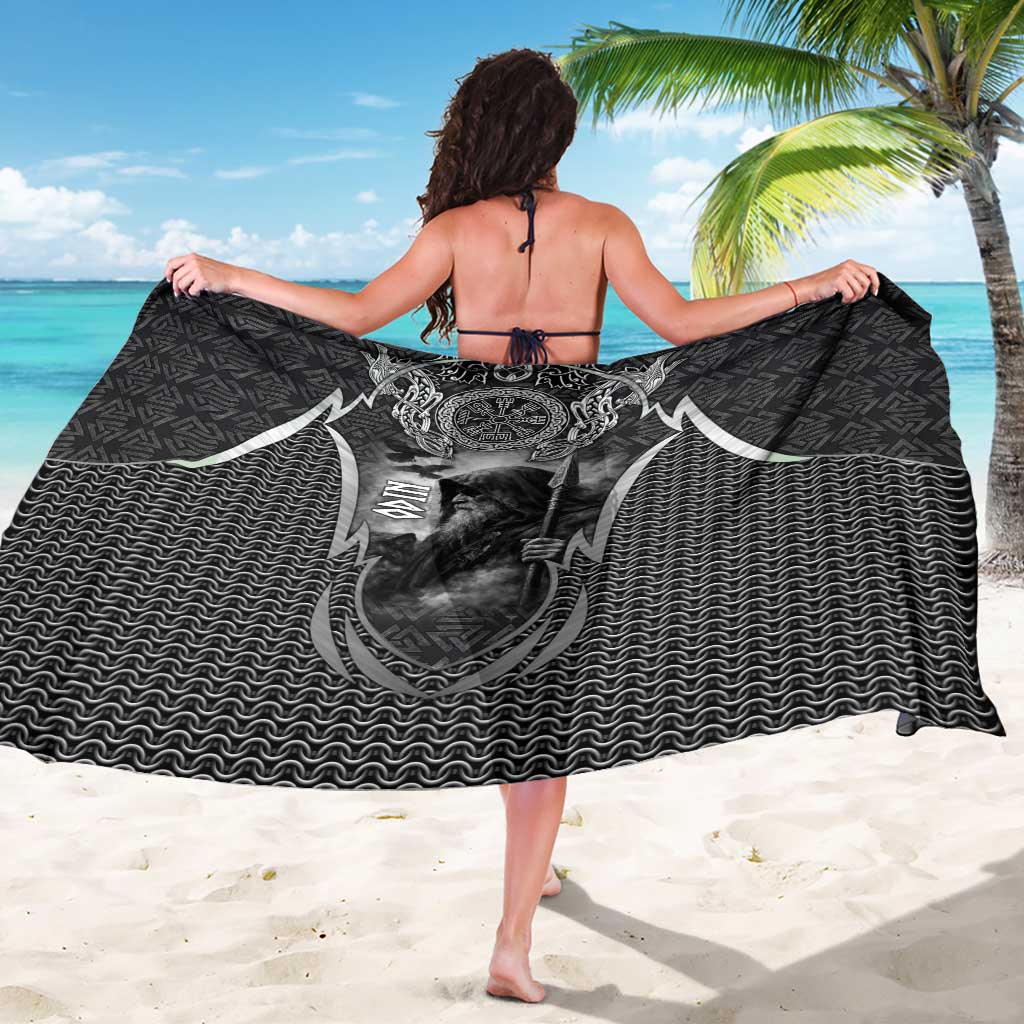 Odin and Viking Warrior Norse Mythology Sarong Realistic Black and Grey Tattoo Style