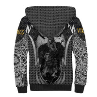 Odin and Viking Warrior Norse Mythology Sherpa Hoodie Realistic Black and Grey Tattoo Style