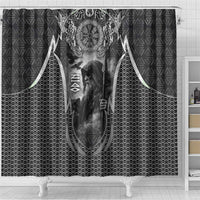 Odin and Viking Warrior Norse Mythology Shower Curtain Realistic Black and Grey Tattoo Style