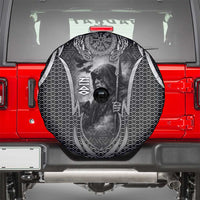 Odin and Viking Warrior Norse Mythology Spare Tire Cover Realistic Black and Grey Tattoo Style