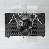 Odin and Viking Warrior Norse Mythology Tablecloth Realistic Black and Grey Tattoo Style