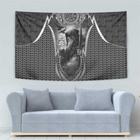 Odin and Viking Warrior Norse Mythology Tapestry Realistic Black and Grey Tattoo Style