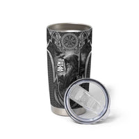Odin and Viking Warrior Norse Mythology Tumbler Cup Realistic Black and Grey Tattoo Style