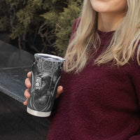 Odin and Viking Warrior Norse Mythology Tumbler Cup Realistic Black and Grey Tattoo Style