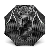 Odin and Viking Warrior Norse Mythology Umbrella Realistic Black and Grey Tattoo Style