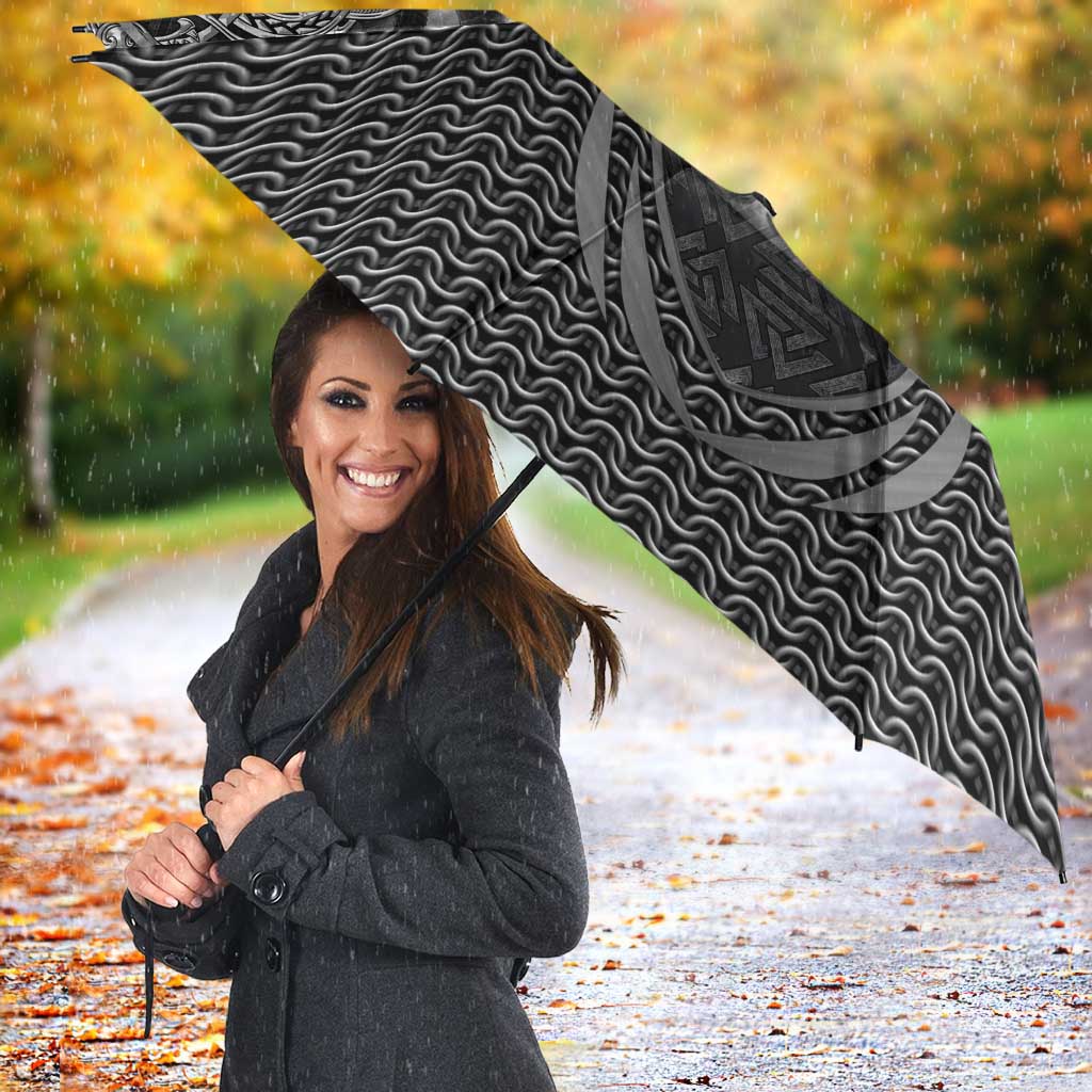 Odin and Viking Warrior Norse Mythology Umbrella Realistic Black and Grey Tattoo Style