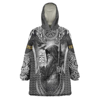 Odin and Viking Warrior Norse Mythology Wearable Blanket Hoodie Realistic Black and Grey Tattoo Style