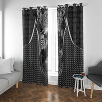 Odin and Viking Warrior Norse Mythology Window Curtain Realistic Black and Grey Tattoo Style