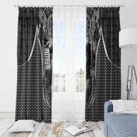 Odin and Viking Warrior Norse Mythology Window Curtain Realistic Black and Grey Tattoo Style