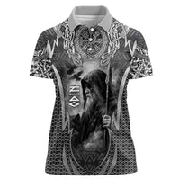 Odin and Viking Warrior Norse Mythology Women Polo Shirt Realistic Black and Grey Tattoo Style
